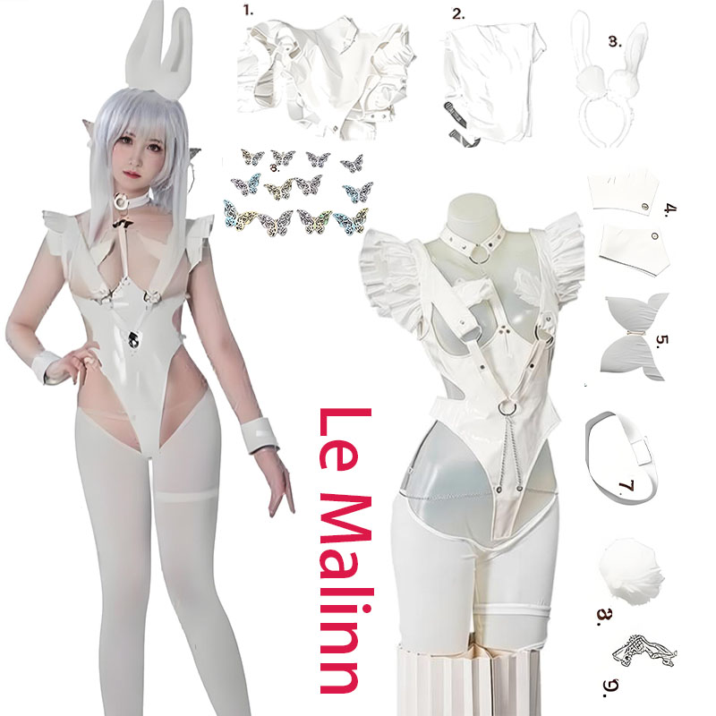 Anime Cosplay Jumpsuit - Kelinci Putih Jahat ‌ Kostum Kulit