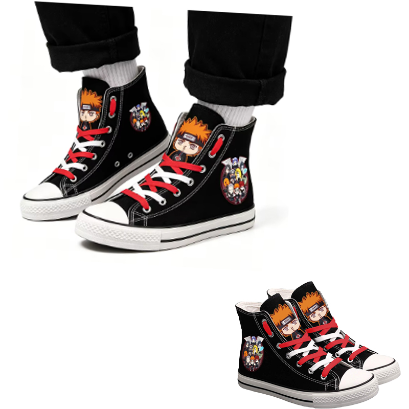 Anime Cosplay Idea - Sepatu Kanvas High-Top Naruto Uzumaki Sepatu