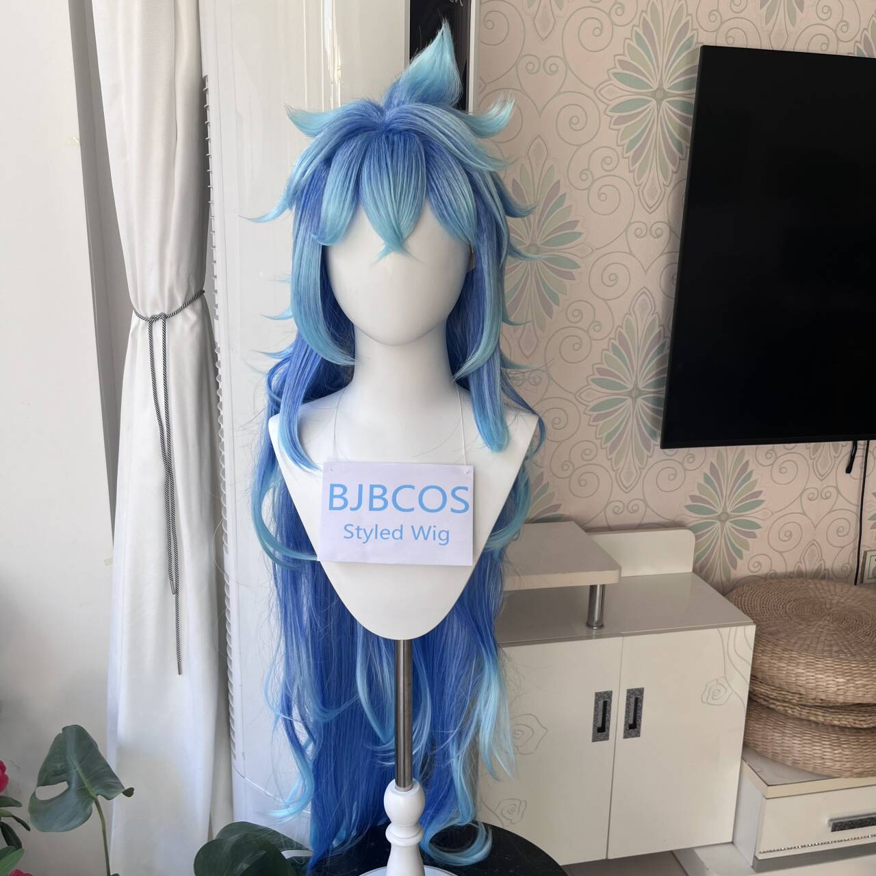 [Wig Bergaya] Wig Cosplay Idia - Anime Cosplay Blue Hair ulasan dan harga